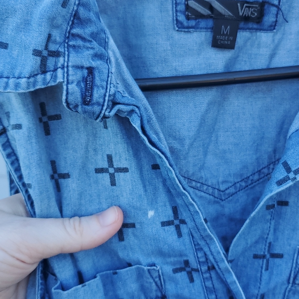 Vans Patterned Denim Button Down Vest - image 3